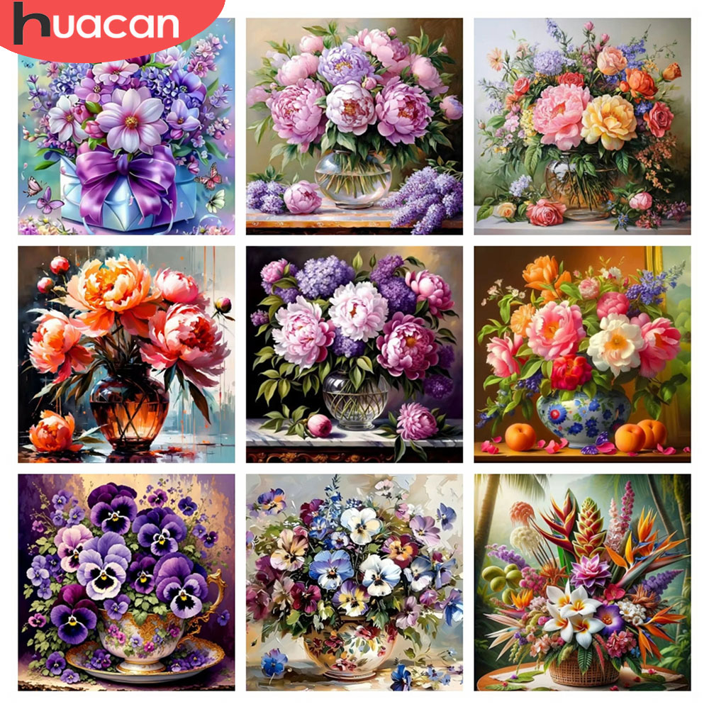 Resin Art Wallpaper - HUACAN 5D Diamond Mosaic Rose Flower