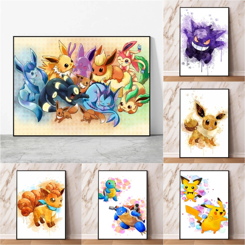 Resin Art Anime - Japanese Anime Canvas Paintings Pokemon Eeveelution