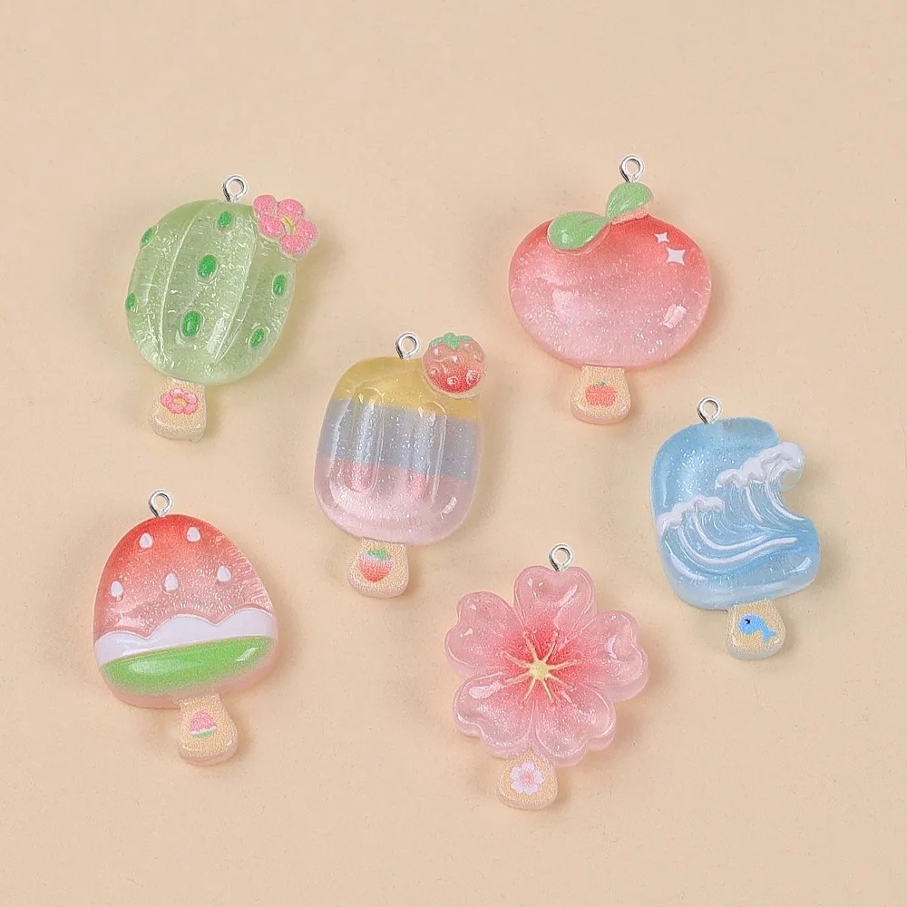 Resin Art Materials - 10Pcs Kawaii Summer Popsicle Resin Pendants
