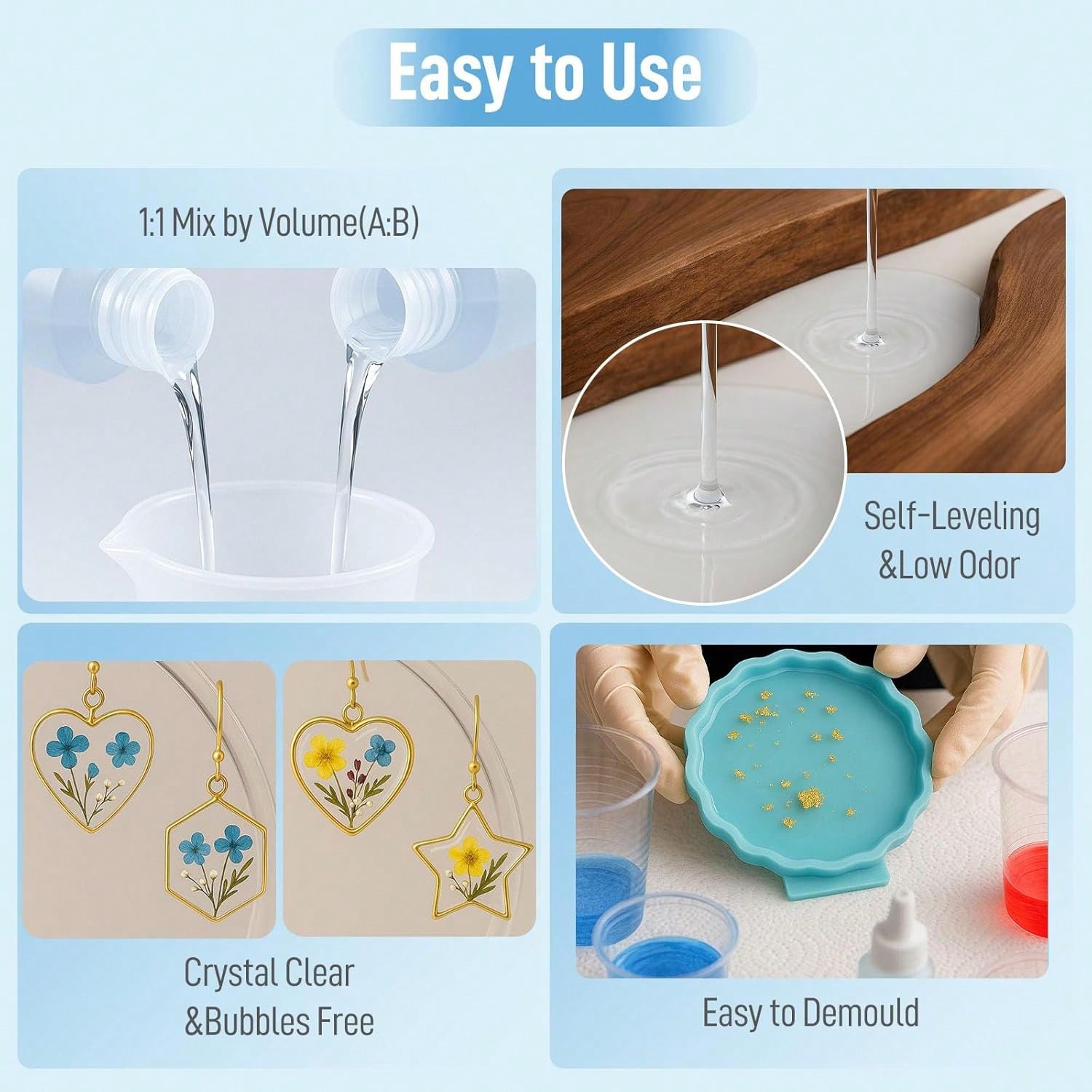 Crystal Clear Epoxy Resin 1:1  - Resin Art Mold review and price